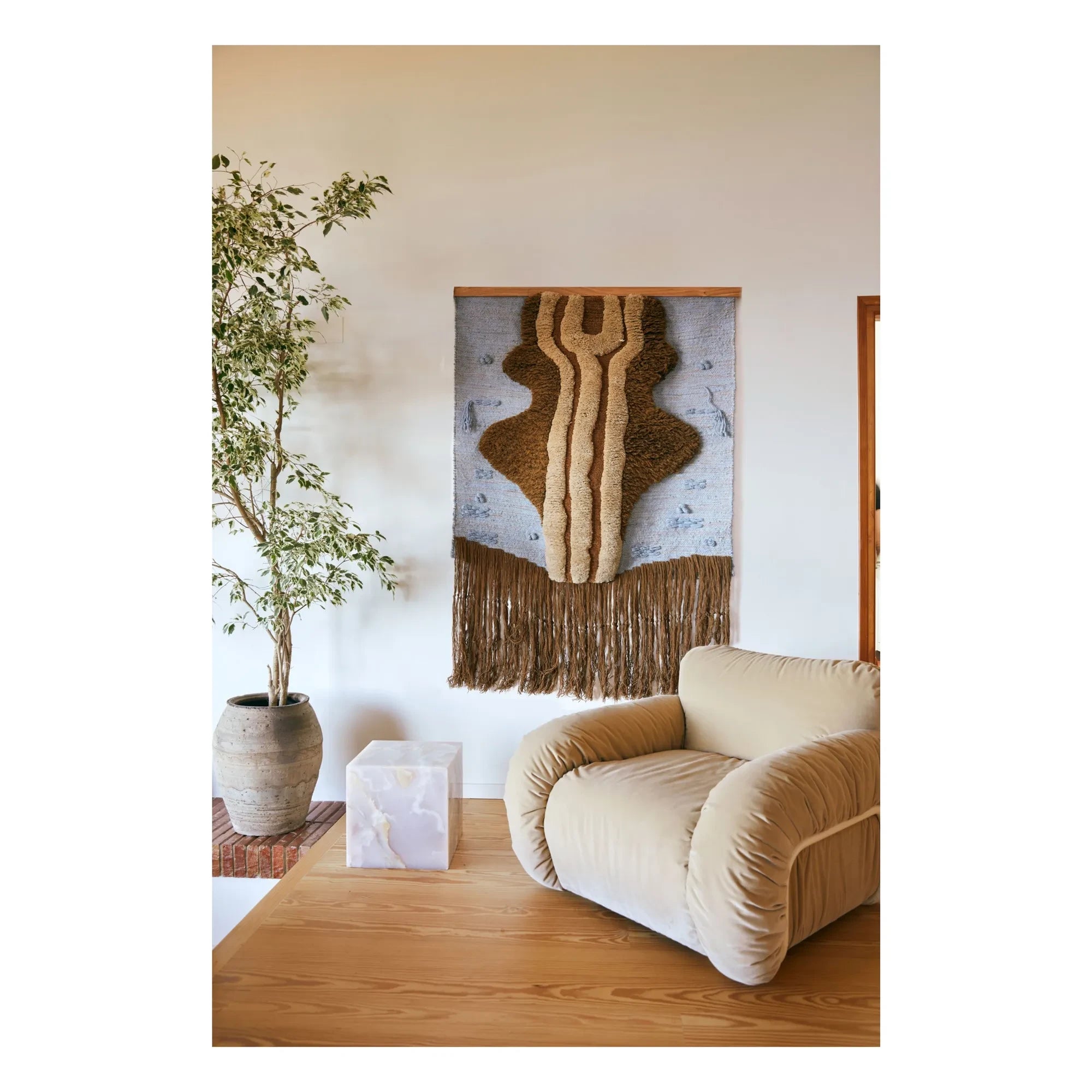 HKliving - Arc Samt-Loungesessel | Creme