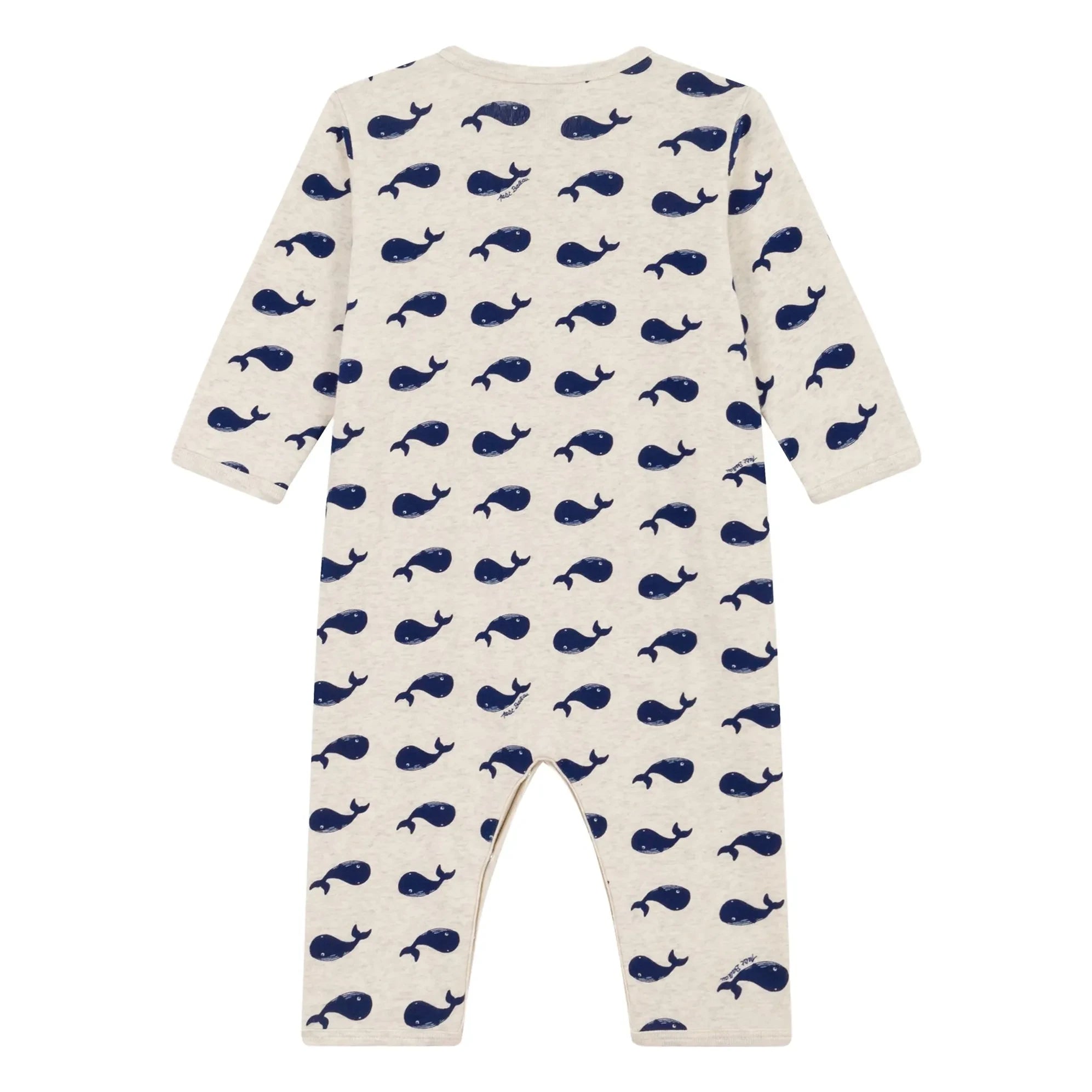 Petit Bateau - Banded Organic Cotton Pajama | Dark Gray Beige