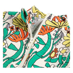 Bobo Choses - Long Sleeve Swimsuit with Floral Pattern Made from Recycled Fiber | Ecru