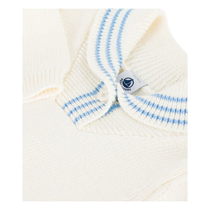 Petit Bateau - Organic Cotton Shawl Collar Sweater | Ivory