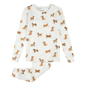 Petit Lem - Pyjama-Set aus Bio-Baumwolle und Modal mit Hundemotiv | Weiß