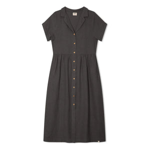 Matona - Linen Long Shirt Dress | Black