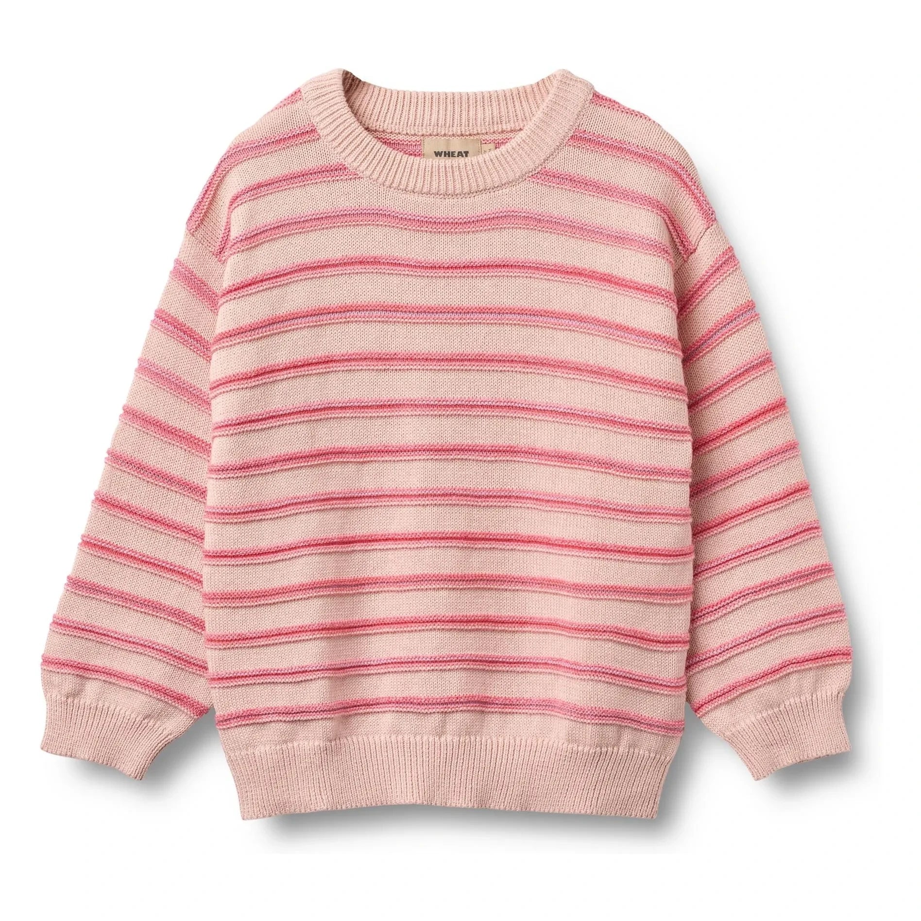 Wheat - Harlow Gestreifter Pullover aus Bio-Baumwoll-Jacquard | Hellrosa
