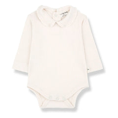 1+ in the family - Embossed bodysuit, Claudine collar Nina | Ecru