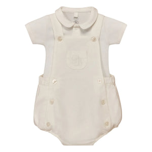 Petit Bateau - Keten ve organik pamuk body ve tulum takımı | Beyaz