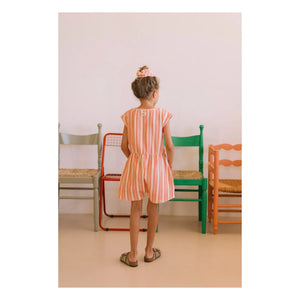 Studio Bohème - Loulou Çizgili Organik Pamuk Havlu Tulum | Pembe