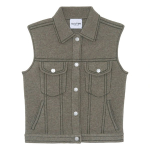 Kujten - Jess Cashmere Kolsuz Ceket | Marled haki
