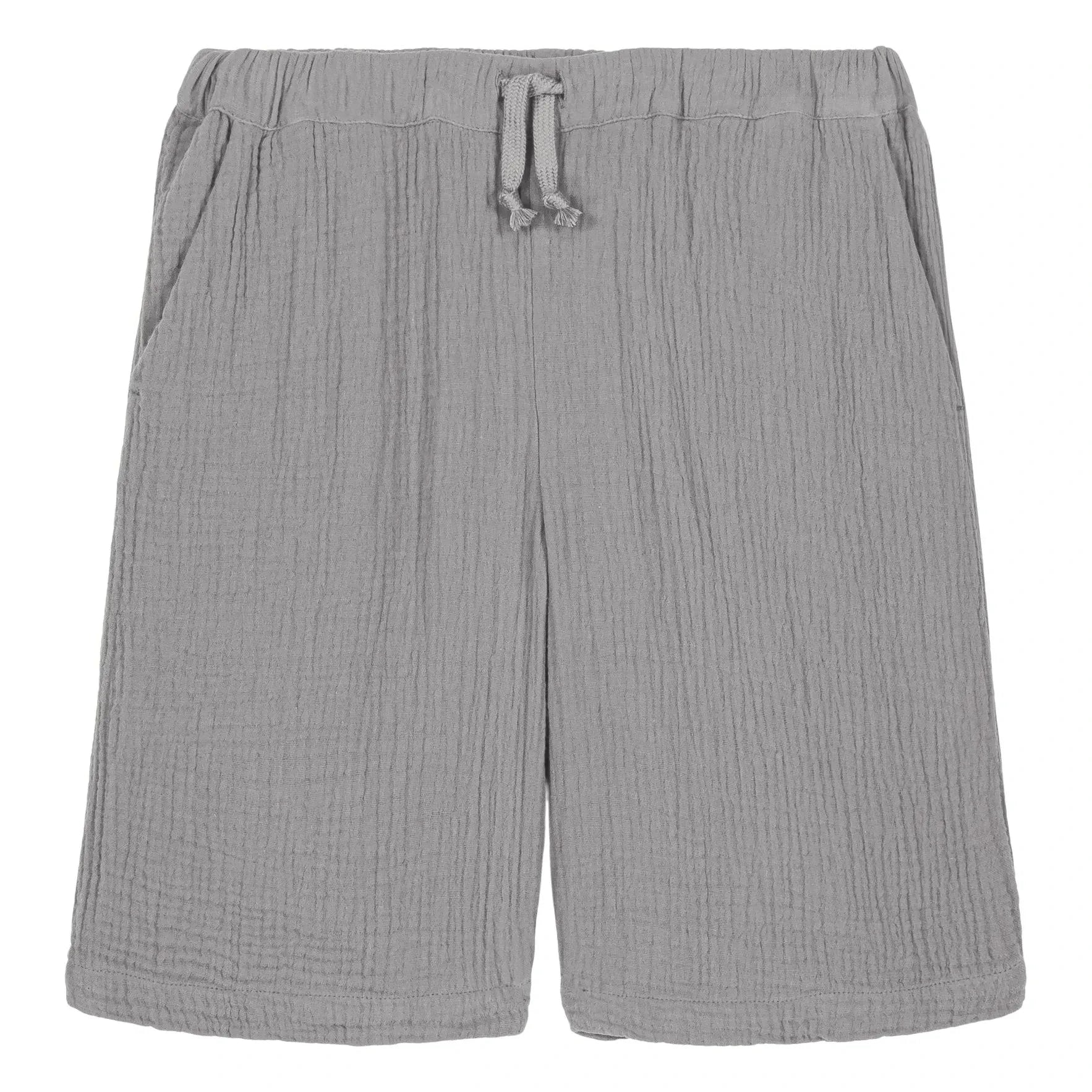 Studio Bohème - Basile Waffle Bermuda Bio-Baumwoll-Musselin | Graublau