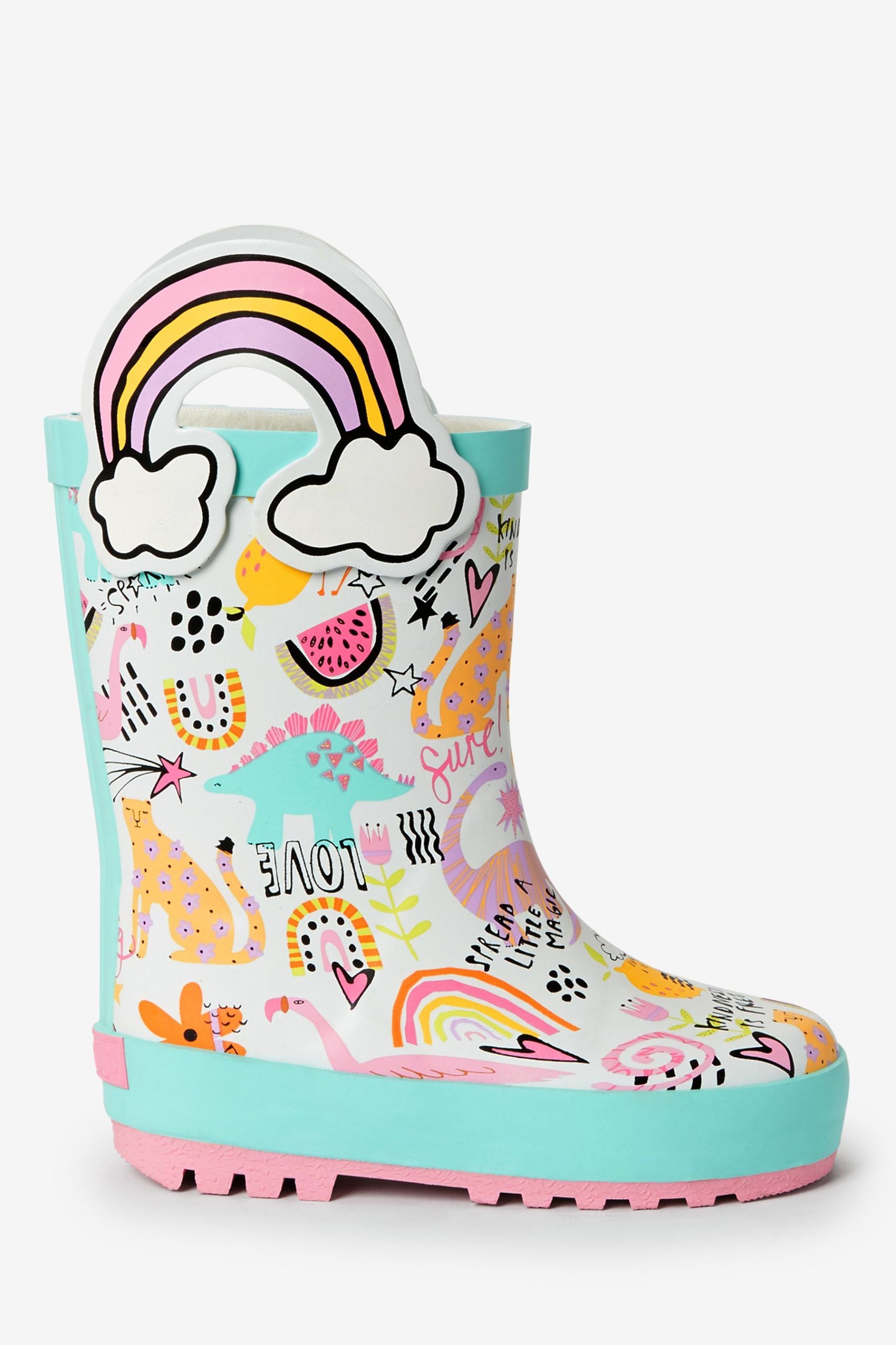 Dinossi - Kulplu Love Polarlı Çocuk Yağmur Çizmesi - 29-Dinossi
