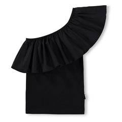 Molo - Rebecca Top Asymmetrische Rüschen Bio-Baumwolle | Schwarz