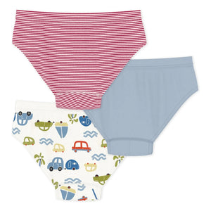 Petit Bateau – Herren Slip-Unterhose mit Auto-Print, 3er-Pack | Weiß