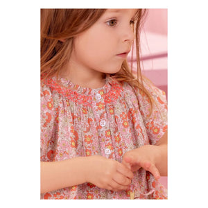 Bonton - Noisette Fleurie Büzgülü Elbise | Pembe