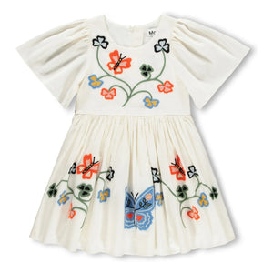 Molo - Gänseblümchenkleid Butterflies Biobaumwolle | Creme