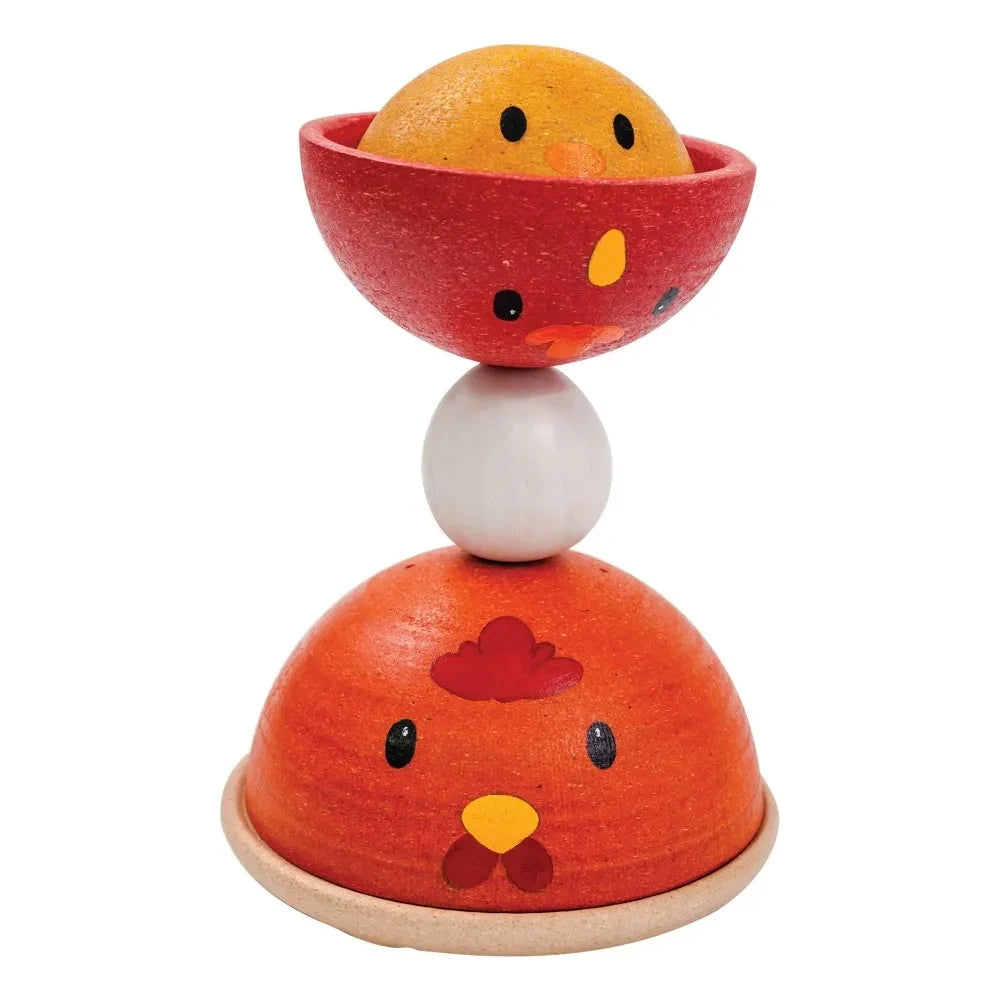 Plan Toys - Üst Üste Dizilebilir Ahşap Tavuk