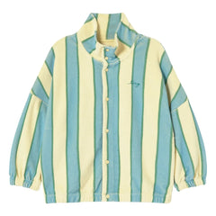 Tinycottons - Organik pamuklu çizgili dik yaka düğmeli sweatshirt | Açık sarı