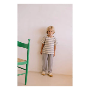 Studio Bohème - Orso Gestreiftes T-Shirt aus Bio-Baumwollgaze | Hellblau
