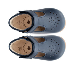 Poppée - Milton T-Strap Velcro Mary Jane Shoes | Navy