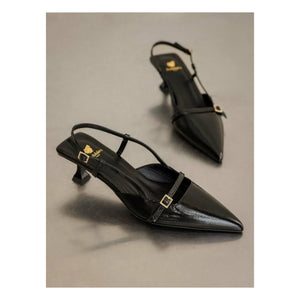 Bobbies - Reem Lackleder-Pumps mit Falteneffekt | Schwarz