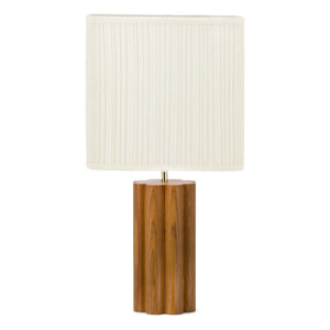 The Socialite Family - Iroko Veneered Beech Body and Pleated Cotton Gioia Table Lamp - EU Version (220 V) | Iroko