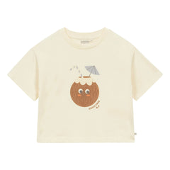 Arsène et Les Pipelettes - Organic Cotton T-shirt with Coconut Print | Ecru