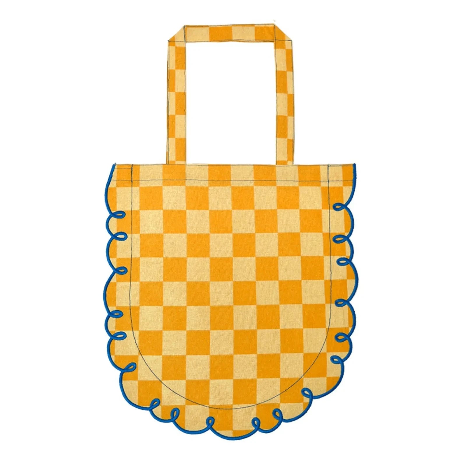 Bitossi - Dama Giallo Cotton Check Tote Bag | Orange