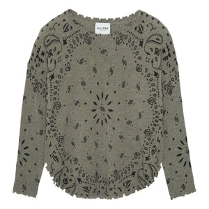 Kujten - Mela Bandana Cashmere Sweater | Marled Khaki