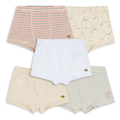 Konges Sløjd - 5-Pack Striped Organic Cotton Boxer Briefs | Beige