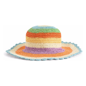 Molo - Large Wavy Striped Paper Straw Hat | Orange
