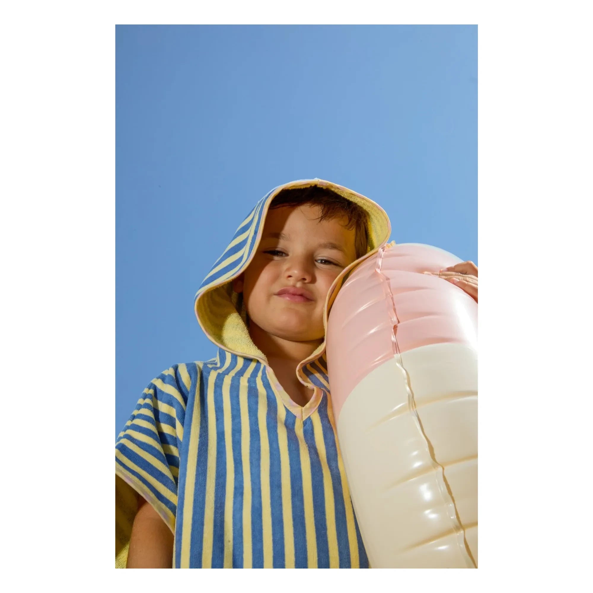 Jera Mini - Striped Terry Poncho | Light Yellow