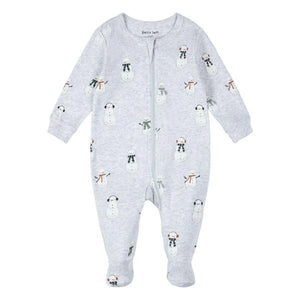 Petit Lem - Patikli Pijama Kar Adamları Organik Pamuk | Gri