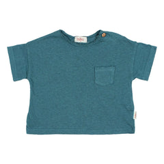 Búho - Linen pocket T-shirt | Peacock Blue
