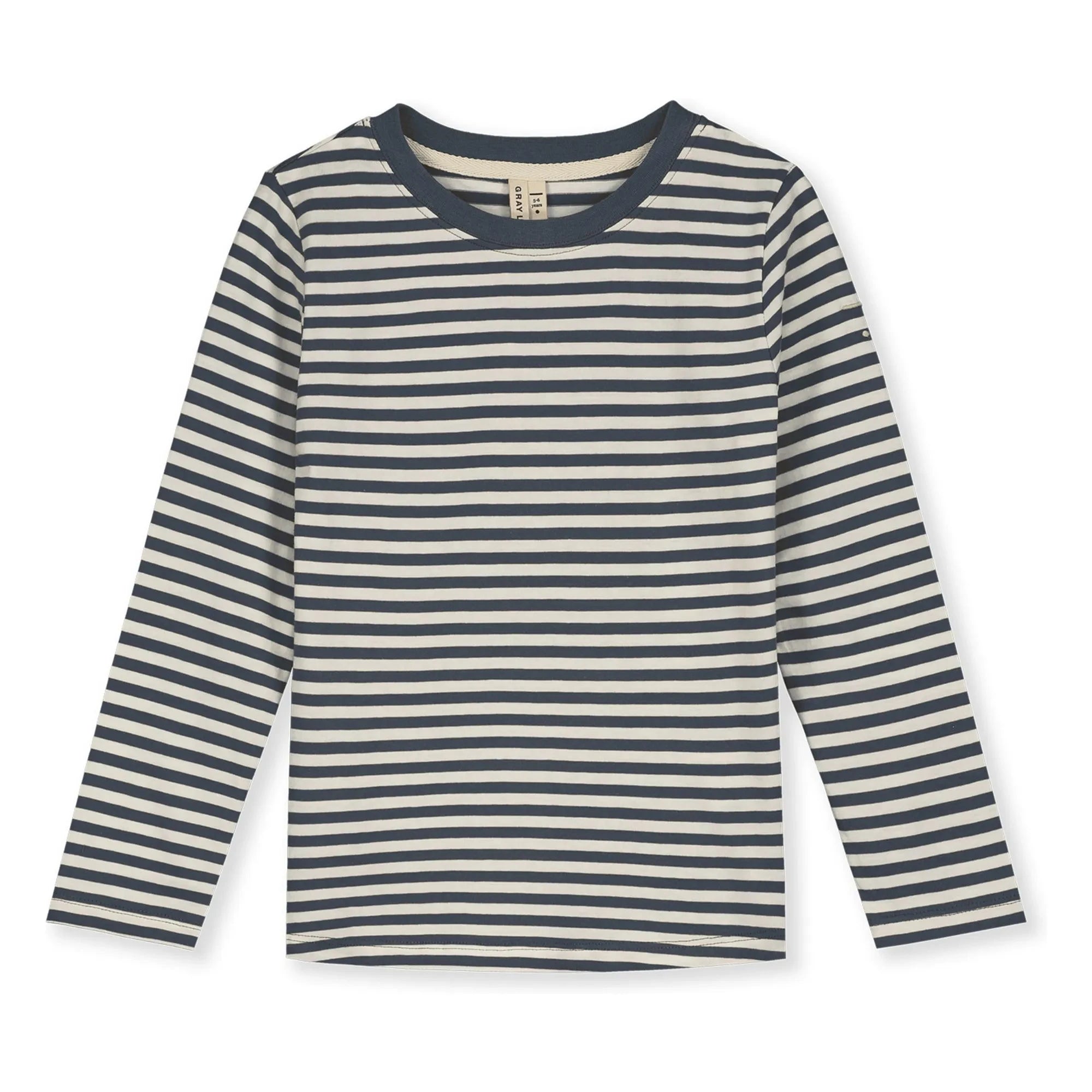 Gray Label - Gestreiftes T-Shirt aus Bio-Baumwolle | Graublau