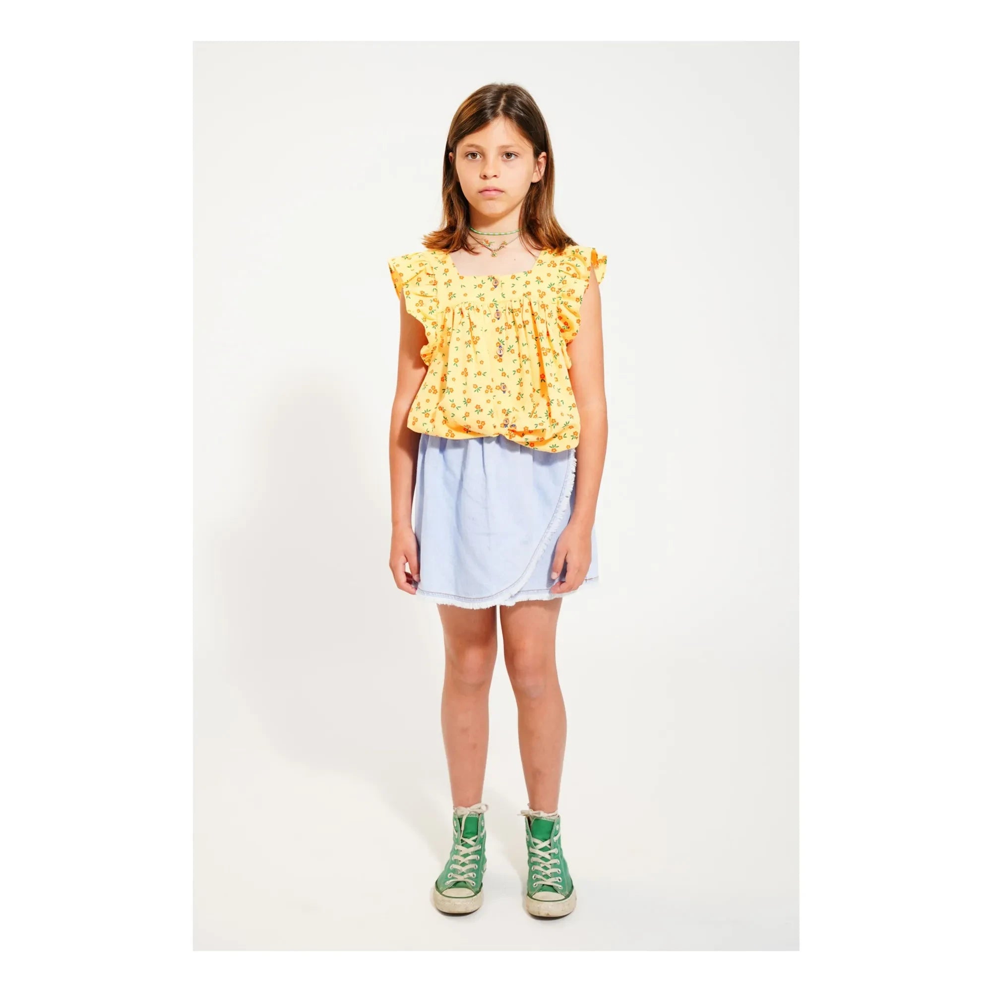 Piupiuchick - Organic Cotton Floral Top | Yellow