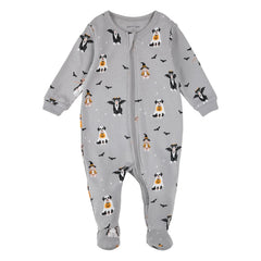Petit Lem - Organik Pamuktan Üretilmiş Cadılar Bayramı Ayaklı Pijama | Gri