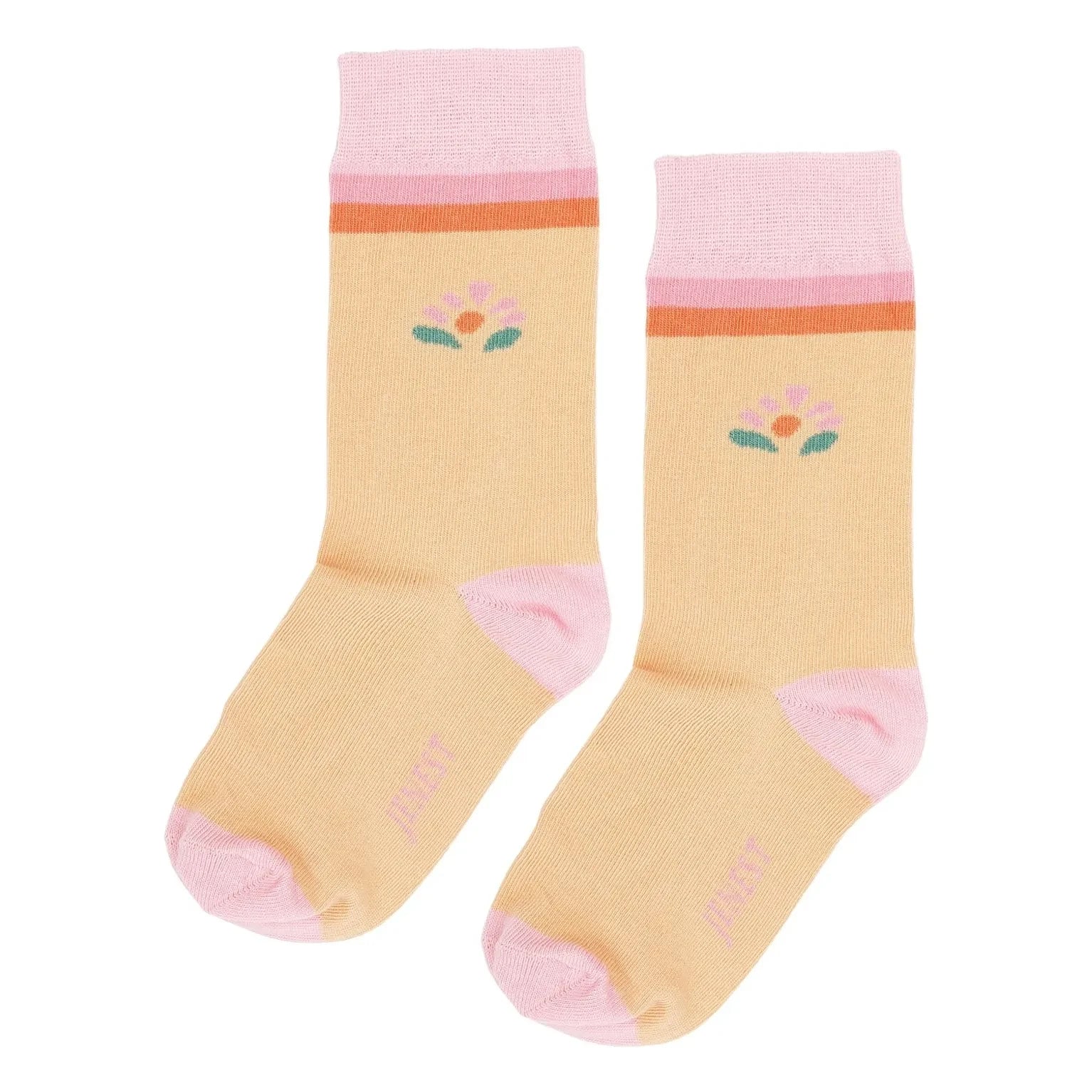 Jenest - Blumenmuster Socken aus Bio-Baumwolle | Aprikose