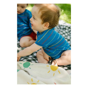 Bayiri - Botanischer Gestreifter Body aus Bio-Baumwolle | Blau