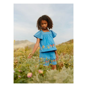 Molo - Rosalyn Butterfly organic cotton ruffle top | Blue