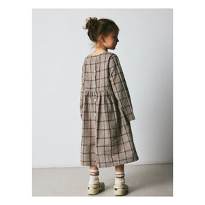 brunobruno nation - Vita Kleid Leinen und Bio-Baumwolle Karos | Braun