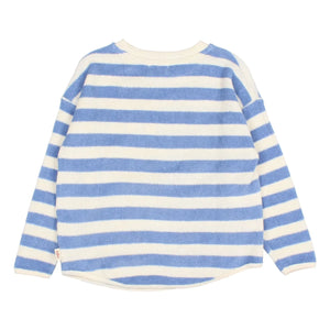 Búho - Çizgili Organik Pamuk Sweatshirt | Açık Mavi