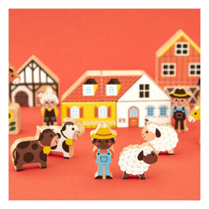 Janod - Bauernhaus Holzbausteine-Set - Querfeldein