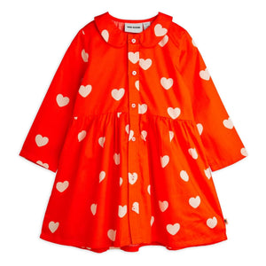 Mini Rodini - Organic Cotton Heart Dress | Red