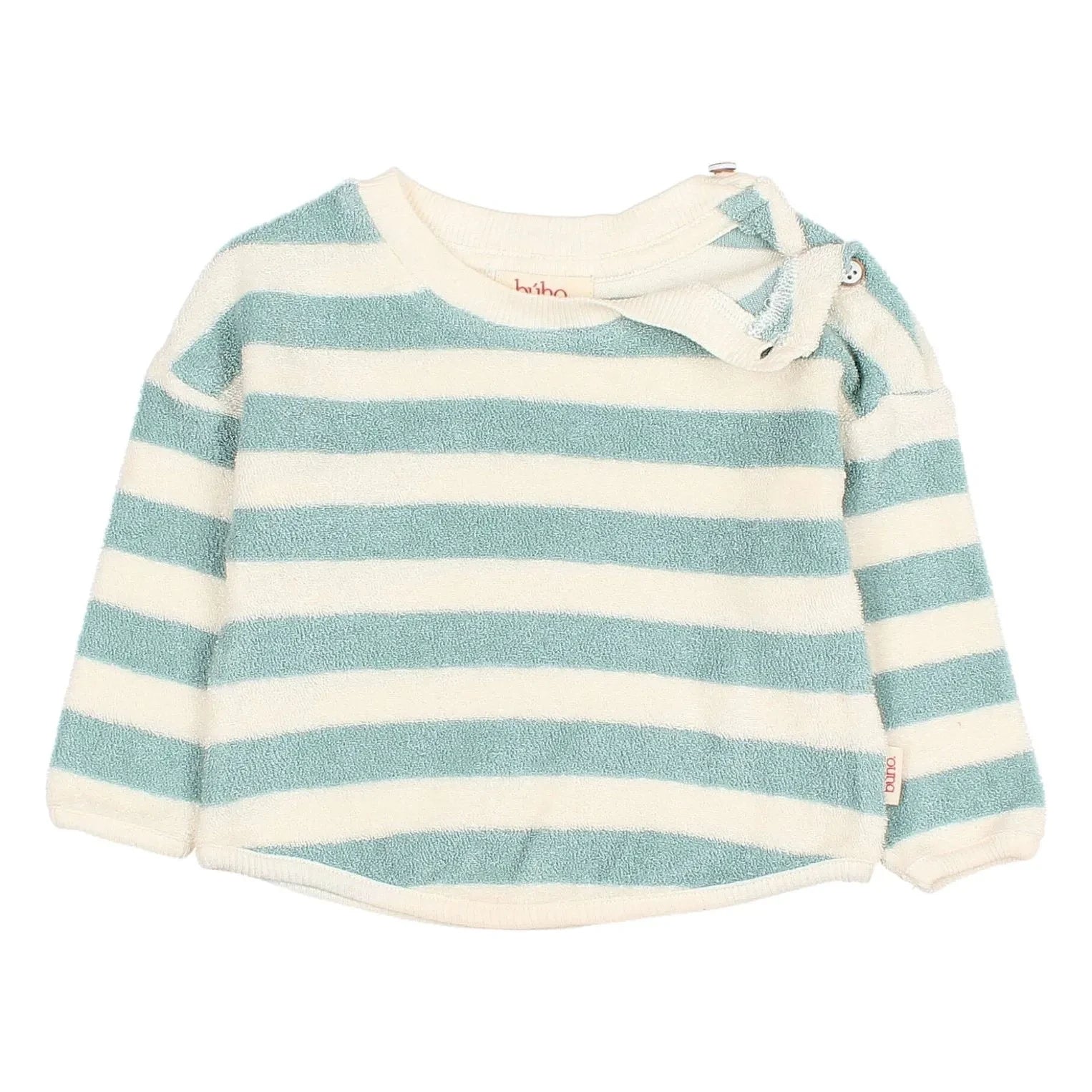 Búho - Çizgili organik pamuklu bebek sweatshirt | Yeşil su