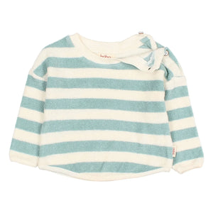 Búho - Gestreiftes Baby-Sweatshirt aus Bio-Baumwolle | Aquamarin