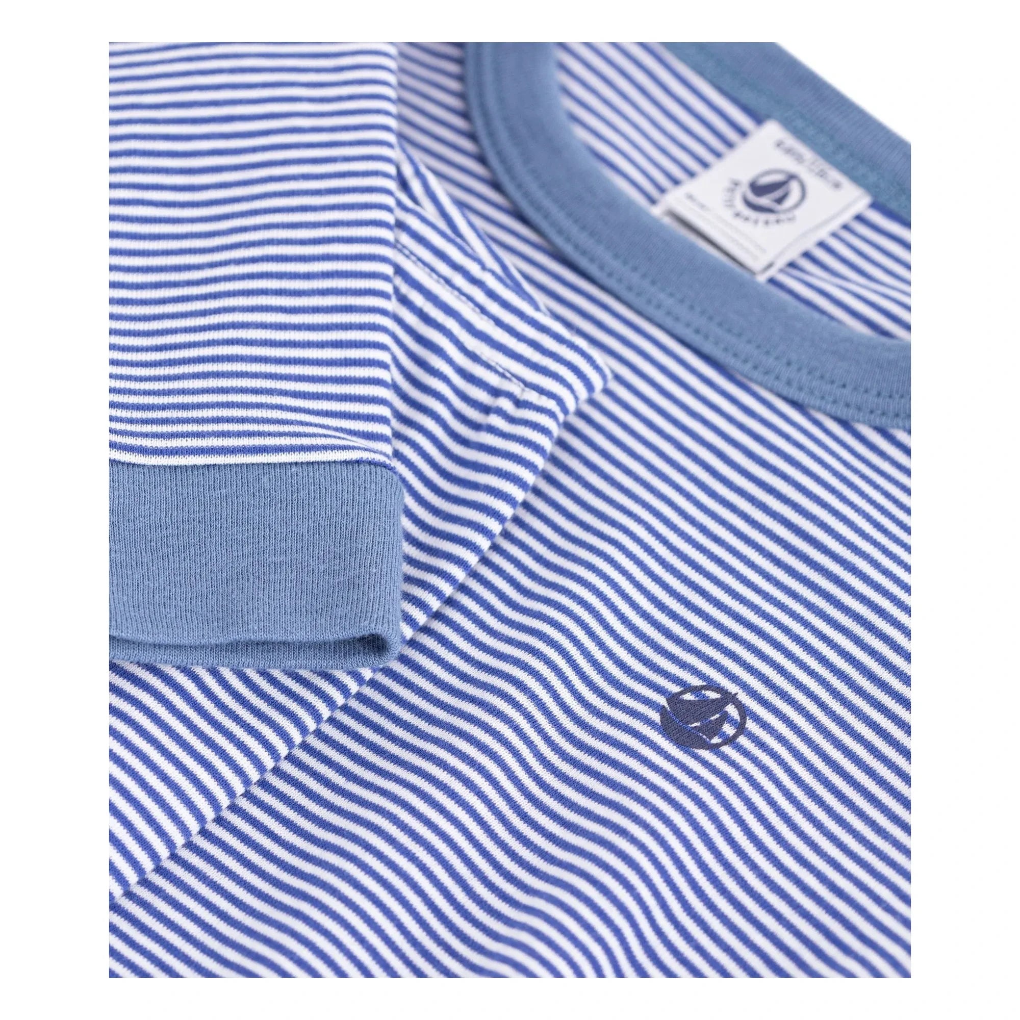 Petit Bateau - Milleraies Organik Pamuklu Dar Kesim Çizgili Pijama | Mavi