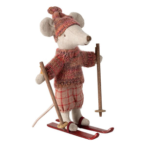 Maileg - Large Sister Mouse and Ski Set | Pink