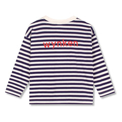 Wynken – Gestreiftes T-Shirt mit Tasche aus Bio-Baumwolle | Marineblau