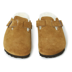 BIRKENSTOCK - Boston Kürklü Süet Cloglar - Yetişkin Koleksiyonu | Kamel