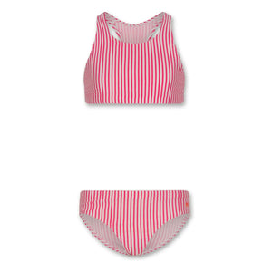 AO76 - schmal gestreifter Badeanzug | Pink