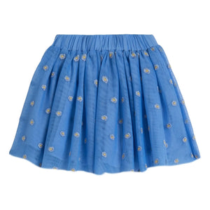 Stella McCartney Kids - Floral Tulle Organic Cotton Skirt | Blue