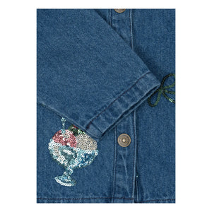 Konges Sløjd - Jeansjacke aus Bio-Baumwolle mit Pailletten-Eismotiv | Blau